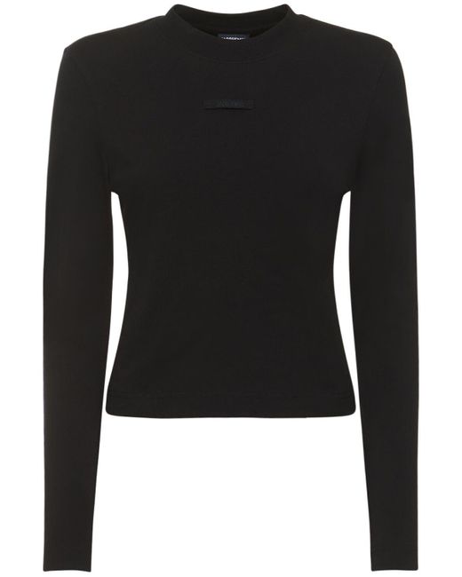 Jacquemus Black Le T-Shirt Gros Grain Long Sleeve Top