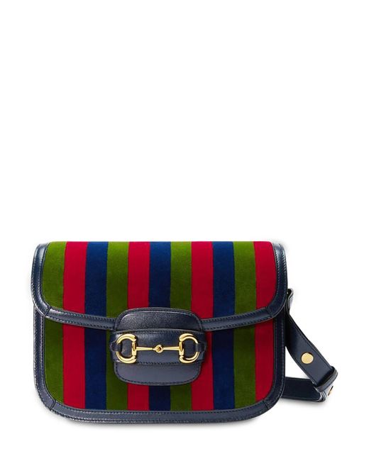 Gucci Multicolor 1955 Horsebit Velvet & Leather Bag