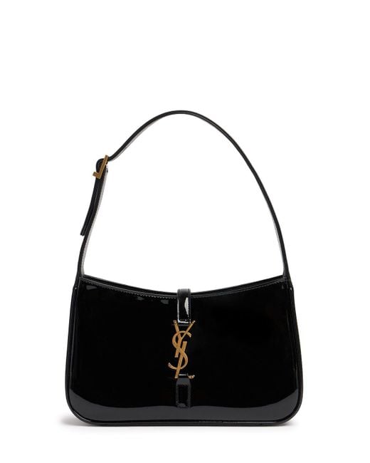 Saint Laurent Black Le 5 À 7 Patent Leather Hobo Bag