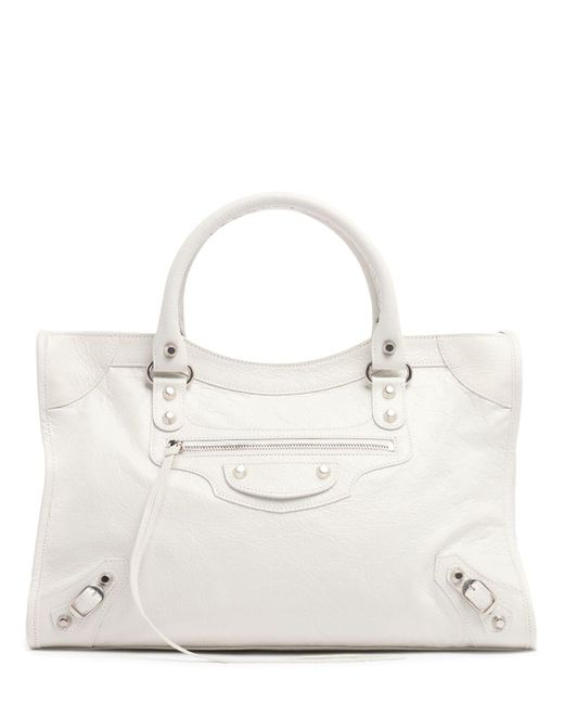 Balenciaga White Medium Le City Arena Lamb Bag