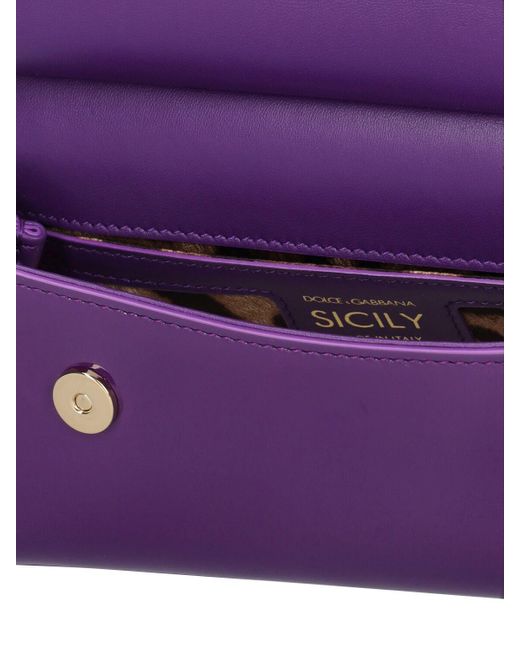Bolso mini sicily de charol con asa Dolce & Gabbana de color Purple