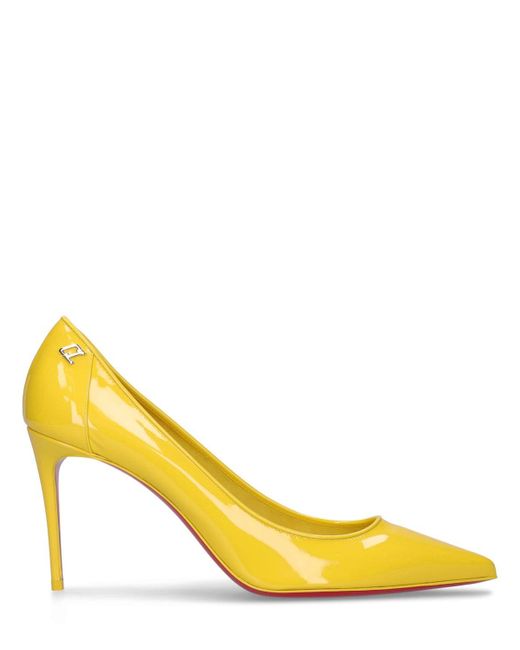 Christian Louboutin 85mm Sporty Kate Patent Leather Pumps in Yellow Lyst