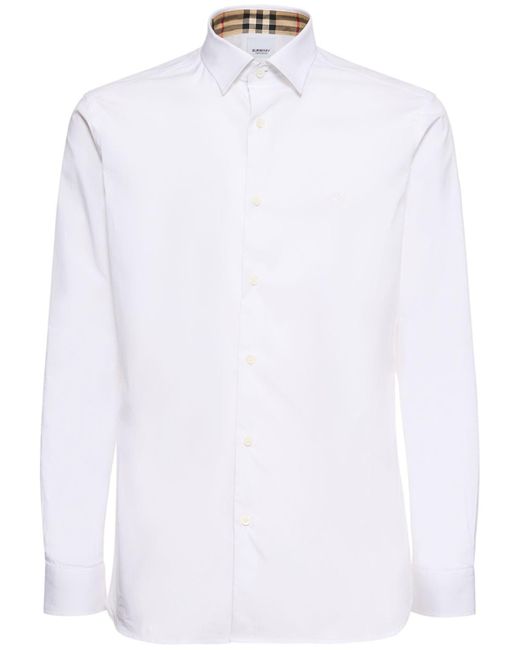 Chemise en coton avec inserts à carreaux sherfield Burberry pour homme en coloris White