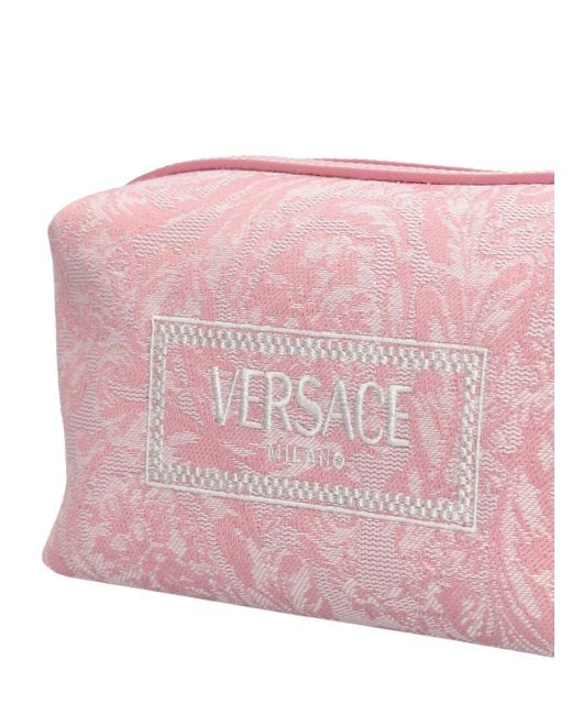 Trousse à maquillage en jacquard à logo Versace en coloris Pink