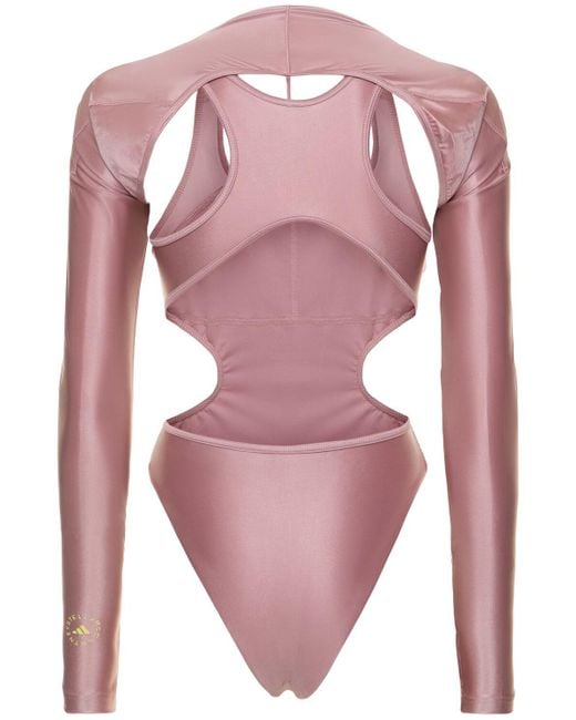Adidas By Stella McCartney Pink Shiny 2-in-1 Leotard Bodysuit