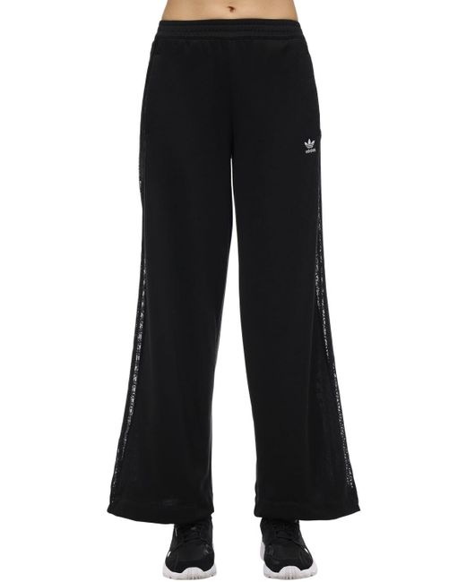 Adidas Originals Black Wide Leg Pants W/ Lace Side Bands