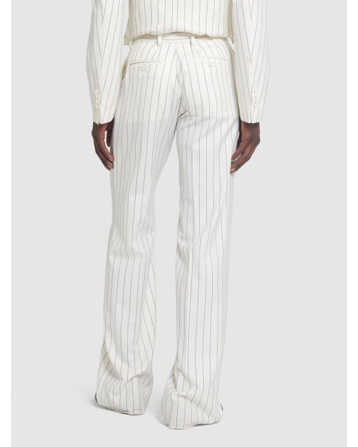 Dolce & Gabbana White Pinstriped Wool Pants for men