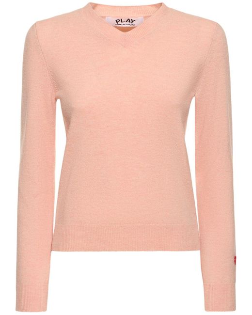 Suéter de punto de lana COMME DES GARÇONS PLAY de color Pink