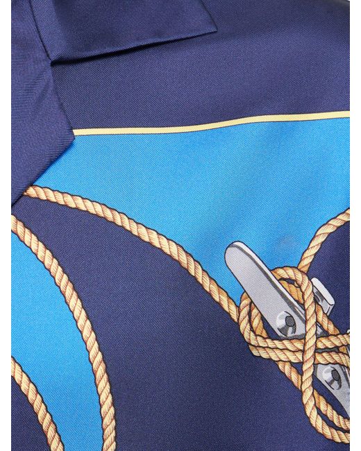 メンズ Bally Marine シルクボウリングシャツ Blue