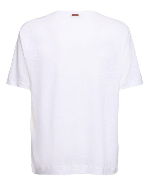 Zegna T-shirt Aus Leinenjersey in White für Herren