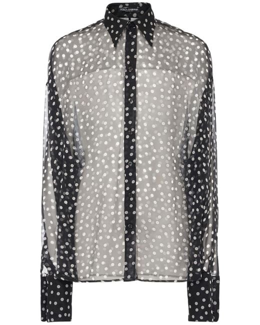 Dolce & Gabbana Black Polka Dotted Chiffon Shirt for men