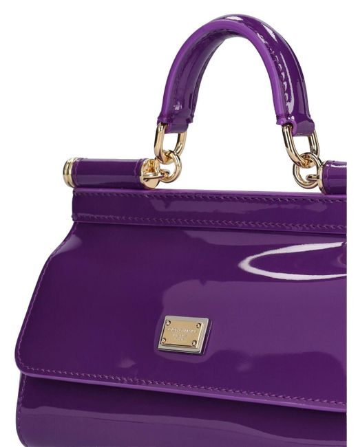 Sac à main mini en cuir verni sicily Dolce & Gabbana en coloris Purple
