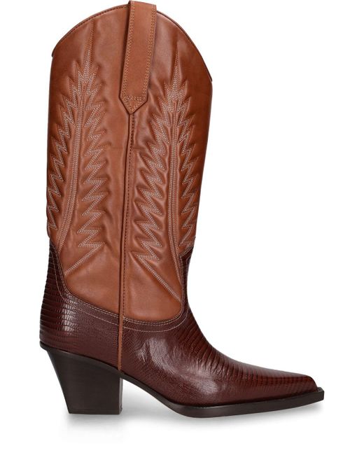 Paris Texas Brown 60Mm Rosario Lizard Print Leather Boots