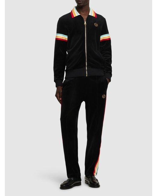 Sergio Tacchini Black Slice Velour Track Pants for men
