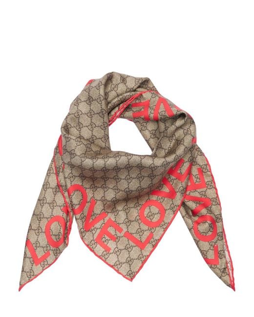 Gucci Seidenschal Aus Twill "gg Love" in Natur | Lyst CH