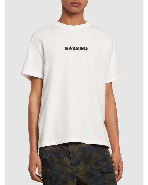 T-shirt en coton imprimé ours Barrow pour homme en coloris White