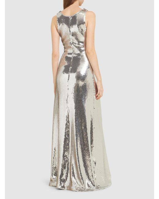 Rabanne White Sequined Cutout Long Dress