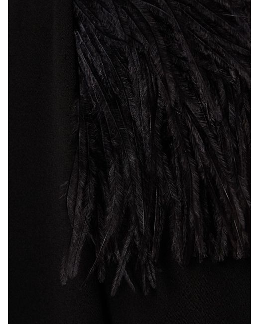 Vestido largo de crepé con plumas 16Arlington de color Black