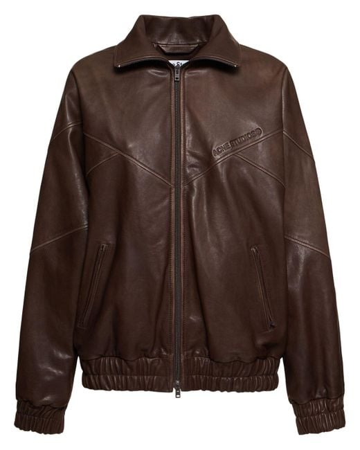 Acne Letty Zenit レザーボンバージャケット Brown