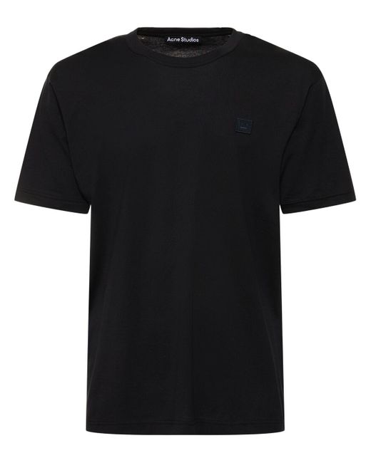 T-shirt nace face in cotone / patch di Acne in Black da Uomo