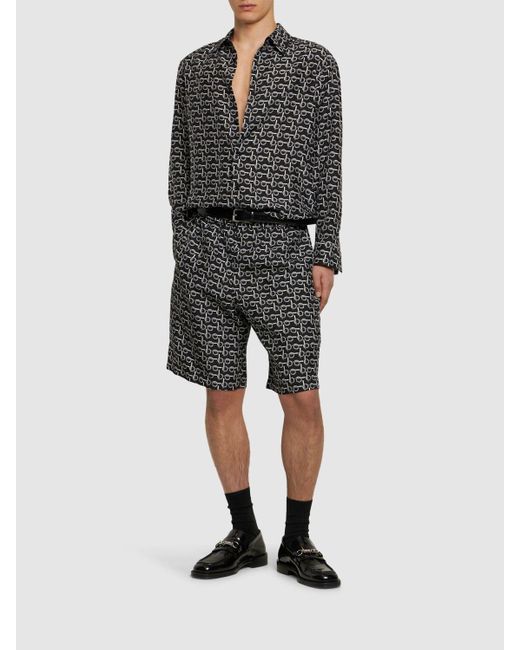 Shorts de seda con estampado Burberry de hombre de color Gray