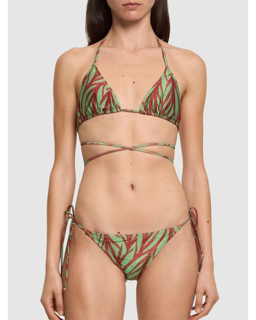Reina Olga White Miami Printed Triangle Bikini Set