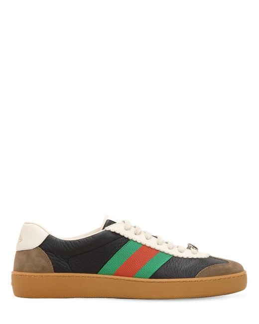 Gucci Black G74 Leather Sneakers W/ Web Details for men