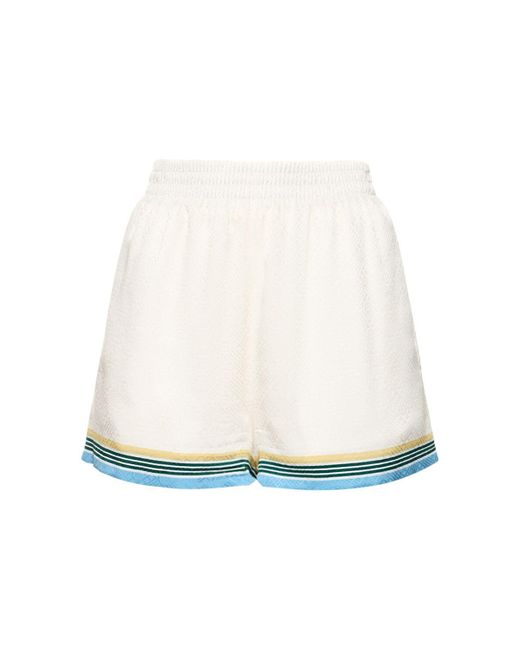 Casablancabrand White Printed Silk Satin Shorts