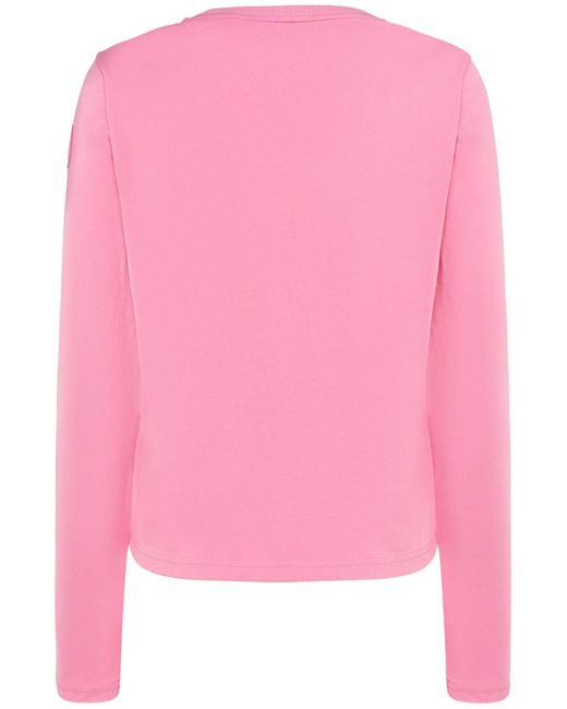 T-shirt in cotone con logo di Moncler in Pink