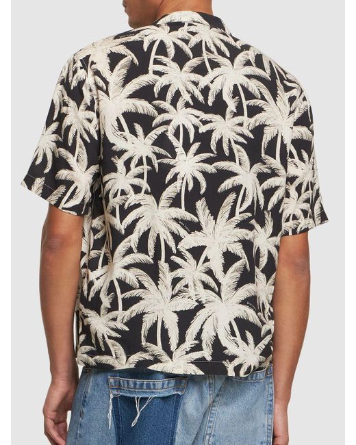 Camisa de viscosa con estampado Palm Angels de hombre de color Black