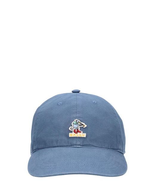 Bally Blue Cotton Logo Baseball Hat for men