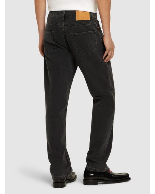 Jeans rectos de denim de algodón Martine Rose de hombre de color Black
