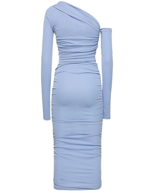 Falda midi asimétrica drapeada ANDAMANE de color Blue