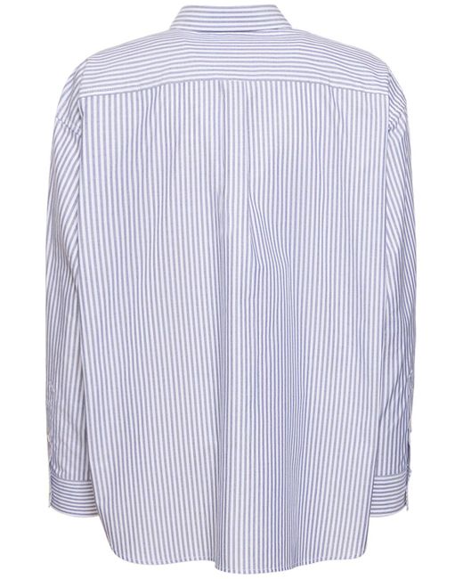 Totême  Blue Striped Half-placket Cotton Shirt