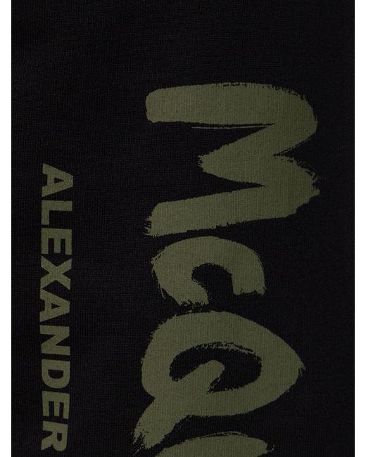Alexander McQueen Black Graffiti Logo Cotton Sweat Shorts for men