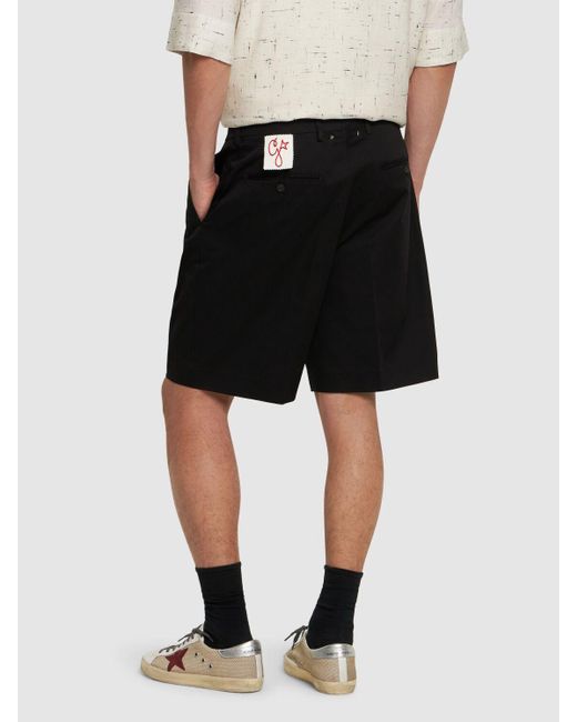 Golden Goose Deluxe Brand Black Logo Comfort Cotton Gabardine Shorts for men
