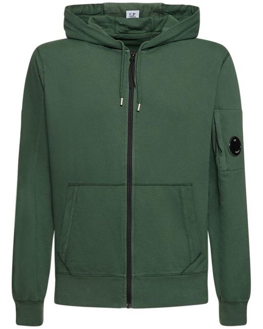 C P Company Green Light Fleece Zipped Hoodie for men
