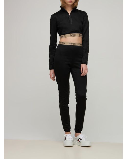 Gucci The North Face Technical Jersey Crop Top in Black