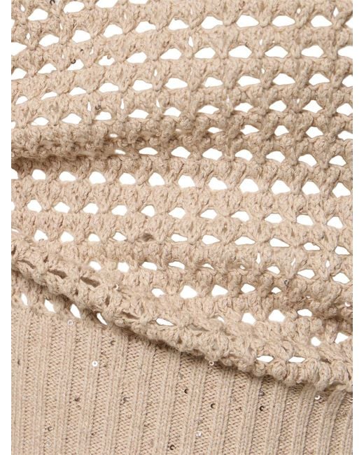 Brunello Cucinelli Natural Open Knit Cotton Blend Vest