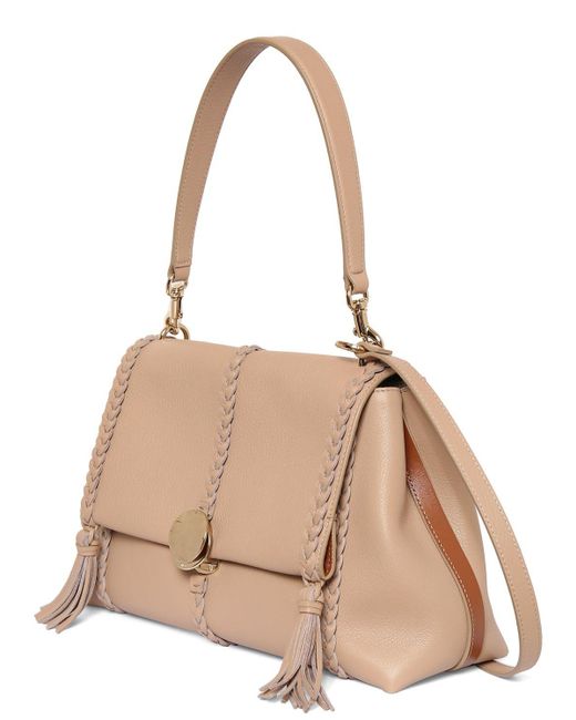 Chloé Natural Penelope Medium Leather Shoulder Bag