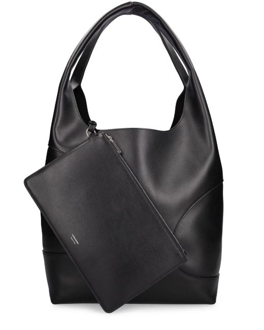 Ferragamo Black Cut Out Leather Shopping Bag