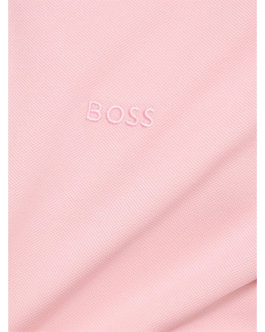 メンズ Boss Pallas コットンポロシャツ Pink