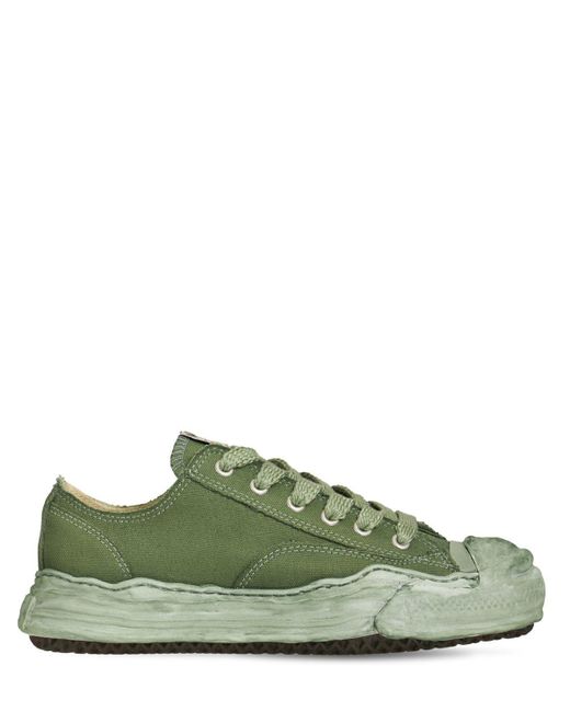 Mihara Yasuhiro Green Hank Over Dyed Canvas Low Sneakers for men