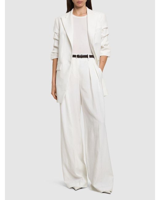 Pantalon ample en lin taille mi-haute Michael Kors en coloris White