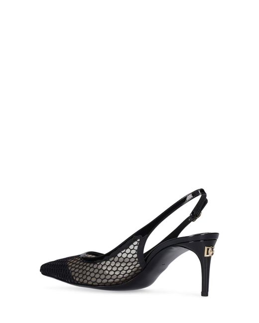 Décolleté in pelle e mesh 60mm di Dolce & Gabbana in Black