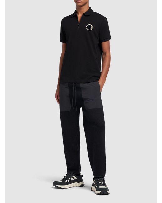 Moncler Black Cny Cotton Piquet Polo Shirt for men