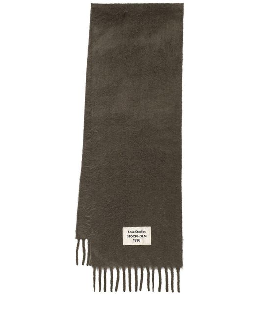 メンズ Acne Alpaca Blend Logo Scarf Gray