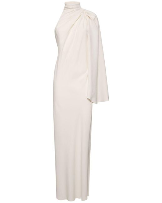 Zuhair Murad White Maxikleid Aus Drapiertem Stretch-cady