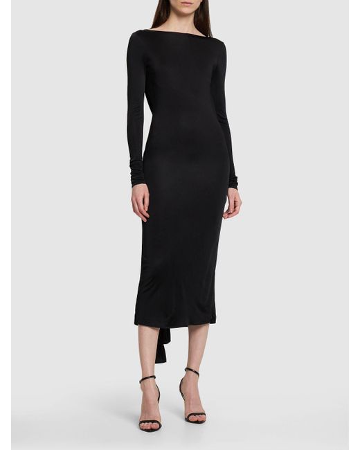 Versace Black Dua Lipa One-shoulder Jersey Midi Dress