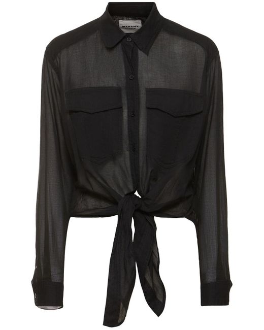 Isabel Marant Black Nath Self-tie Cotton Shirt